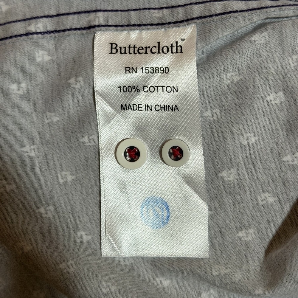 Buttercloth 2XL Regural Fit Purple/blue Button Up Shirt Geometric Flip Cuff NEW - Picture 7 of 10